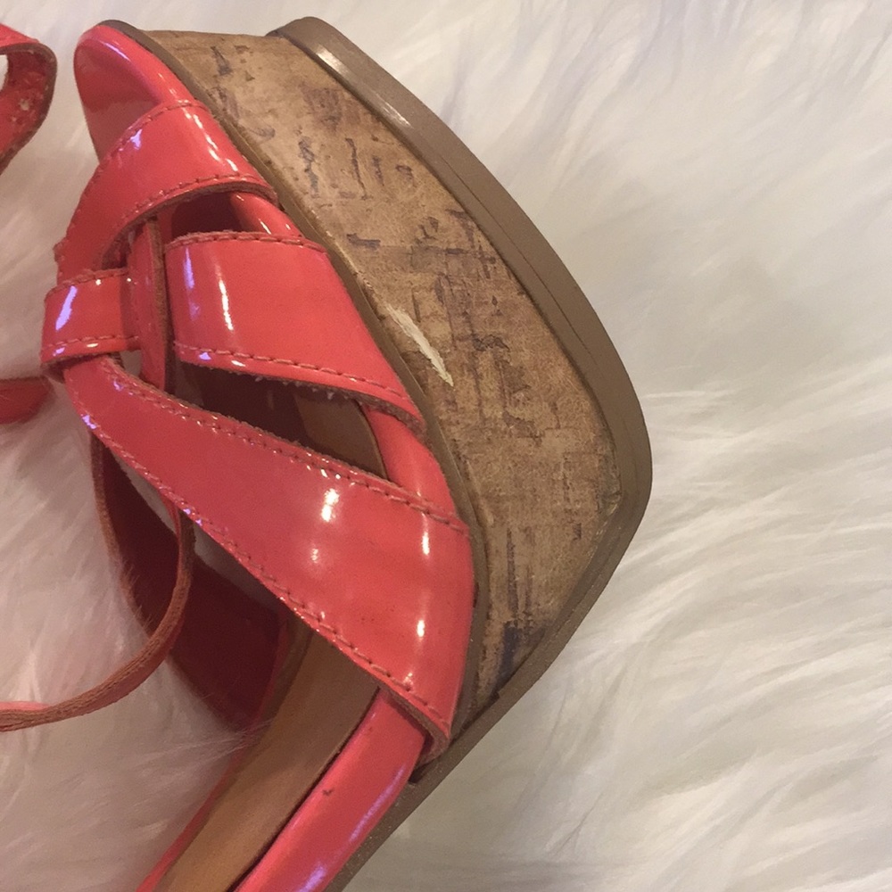 Paprika Peach Patent Open Toe Heels - Picture 4 of 6